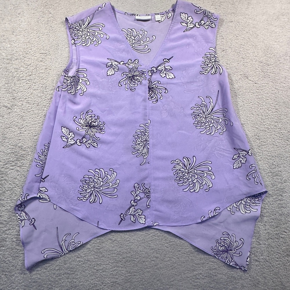 Vintage Y2K New York & Company Floral Blouse Sleeveless V-Neck Lavender Top S